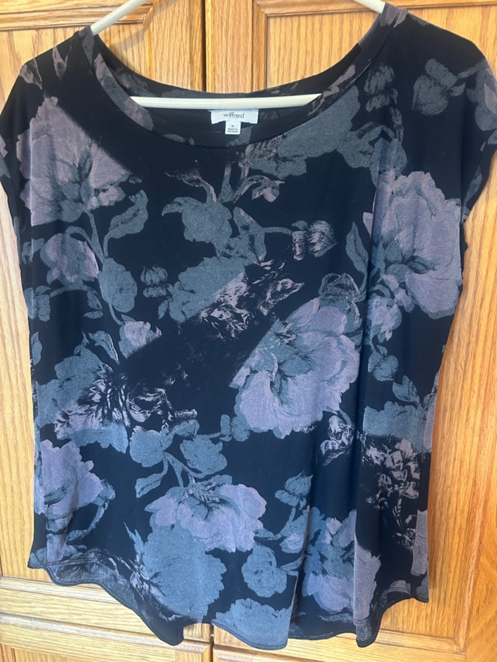 Wilfred Black Tee with Lavender Floral Print